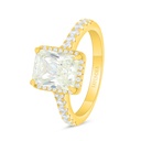 Sterling Silver 925 Ring Golden Plated Embedded With Yellow Diamond And White Zircon