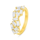 Sterling Silver 925 Ring Golden Plated Embedded With White Zircon