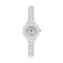 Stainless Steel 316 Watch Silver Plated Embedded With pink Zircon And White Zircon - MOP DIAL