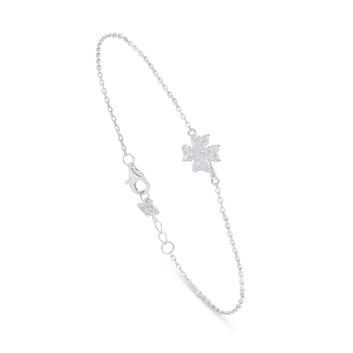 [BRC01WCZ00000B891] Sterling Silver 925 Bracelet Rhodium Plated Embedded With White Zircon