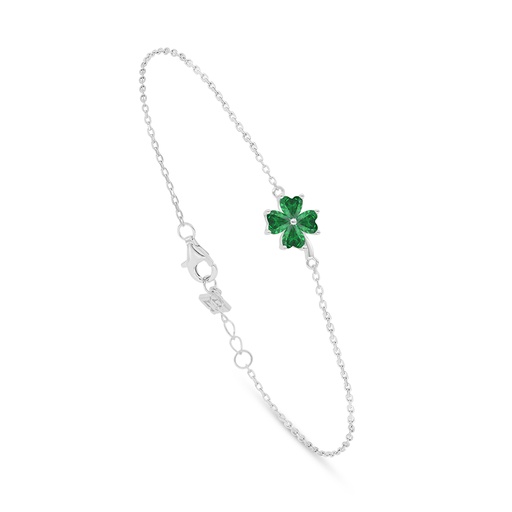 [BRC01EMR00000B891] Sterling Silver 925 Bracelet Rhodium Plated Embedded With Emerald Zircon 