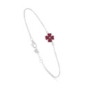 Sterling Silver 925 Bracelet Rhodium Plated Embedded With Ruby Corundum 
