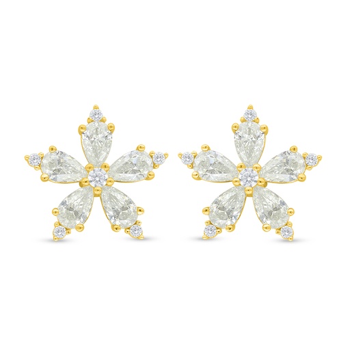 [EAR02CIT00WCZD335] Sterling Silver 925 Earring Golden Plated Embedded With Yellow Diamond And White Zircon