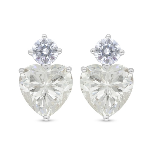 [EAR01CIT00WCZD336] Sterling Silver 925 Earring Rhodium Plated Embedded With Yellow Diamond And White Zircon