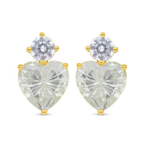 [EAR02CIT00WCZD336] Sterling Silver 925 Earring Golden Plated Embedded With Yellow Diamond And White Zircon