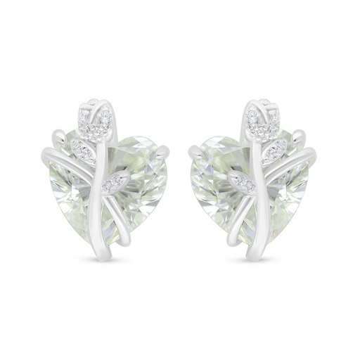 [EAR01CIT00WCZD337] Sterling Silver 925 Earring Rhodium Plated Embedded With Yellow Diamond And White Zircon