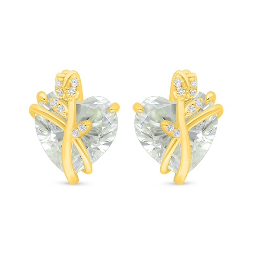 [EAR02CIT00WCZD337] Sterling Silver 925 Earring Golden Plated Embedded With Yellow Diamond And White Zircon