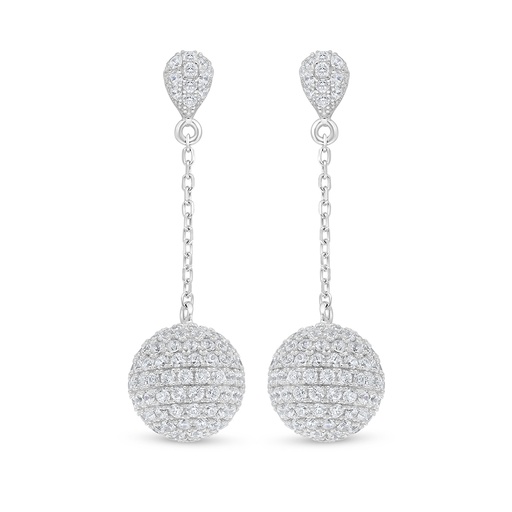 [EAR01WCZ00000D339] Sterling Silver 925 Earring Rhodium Plated Embedded With White Zircon
