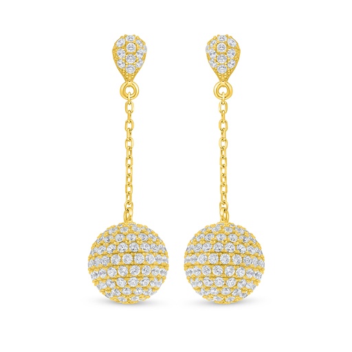 [EAR02WCZ00000D339] Sterling Silver 925 Earring Golden Plated Embedded With White Zircon