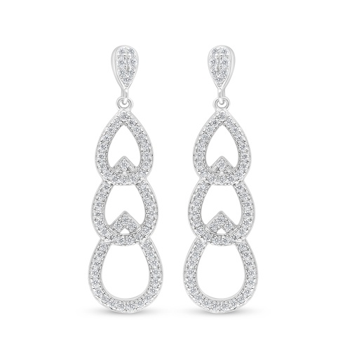 [EAR01WCZ00000D340] Sterling Silver 925 Earring Rhodium Plated Embedded With White Zircon
