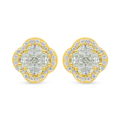 [EAR02CIT00WCZD343] Sterling Silver 925 Earring Golden Plated Embedded With Yellow Diamond And White Zircon