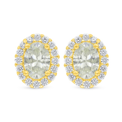 [EAR02CIT00WCZD344] Sterling Silver 925 Earring Golden Plated Embedded With Yellow Diamond And White Zircon
