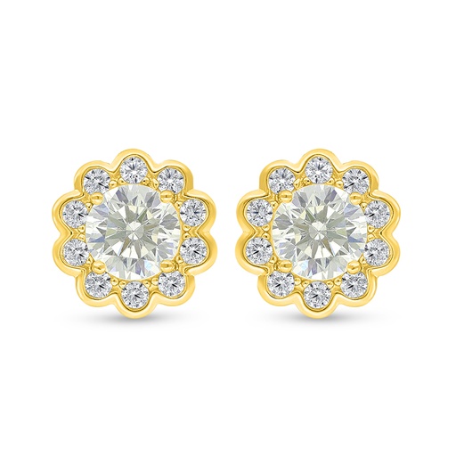 [EAR02CIT00WCZD345] Sterling Silver 925 Earring Golden Plated Embedded With Yellow Diamond And White Zircon