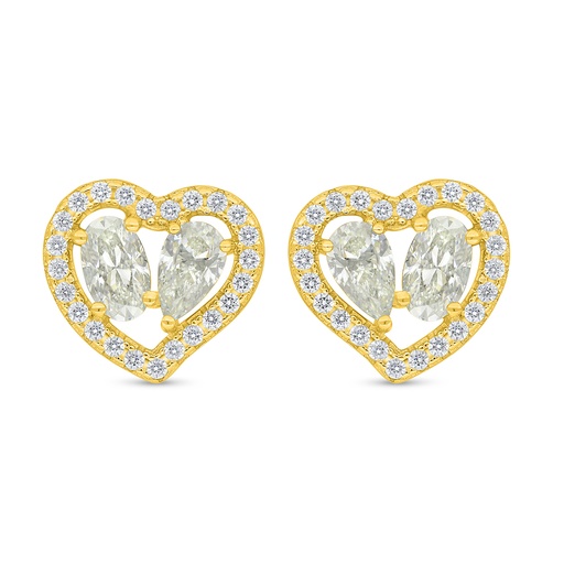 [EAR02CIT00WCZD346] Sterling Silver 925 Earring Golden Plated Embedded With Yellow Diamond And White Zircon