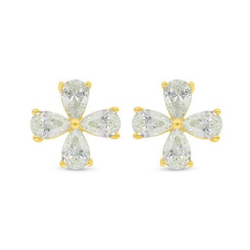 [EAR02CIT00000D347] Sterling Silver 925 Earring Golden Plated Embedded With Yellow Diamond 