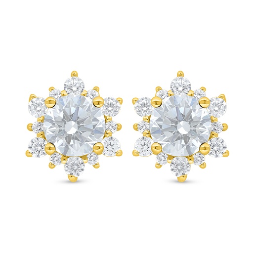 [EAR02CIT00WCZD348] Sterling Silver 925 Earring Golden Plated Embedded With Yellow Diamond And White Zircon