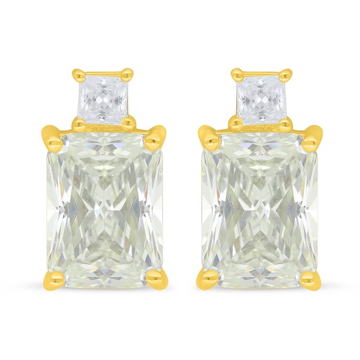 [EAR02CIT00WCZD349] Sterling Silver 925 Earring Golden Plated Embedded With Yellow Diamond And White Zircon