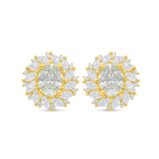 [EAR02CIT00WCZD350] Sterling Silver 925 Earring Golden Plated Embedded With Yellow Diamond And White Zircon