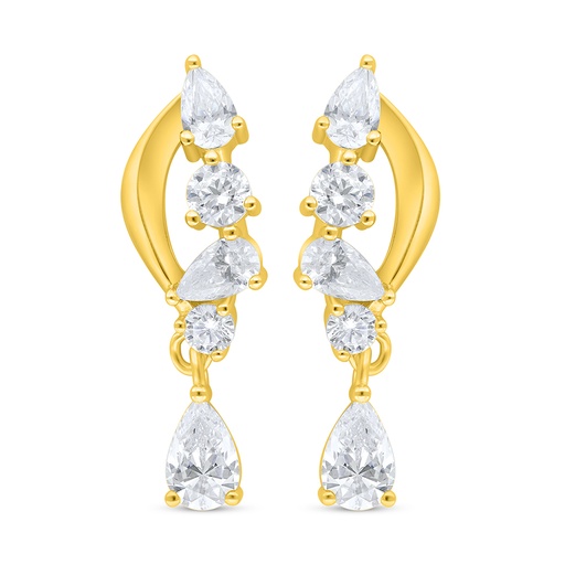 [EAR02WCZ00000D351] Sterling Silver 925 Earring Golden Plated Embedded With White Zircon