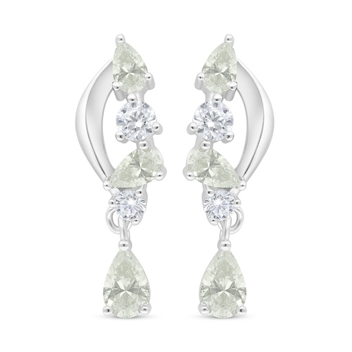 [EAR01CIT00000D351] Sterling Silver 925 Earring Rhodium Plated Embedded With Yellow Diamond 