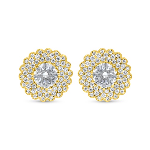 [EAR02CIT00WCZD352] Sterling Silver 925 Earring Golden Plated Embedded With Yellow Diamond And White Zircon