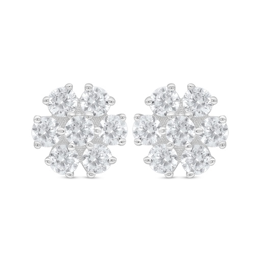 [EAR01WCZ00000D356] Sterling Silver 925 Earring Rhodium Plated Embedded With White Zircon
