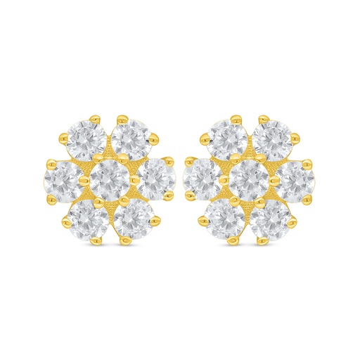 [EAR02WCZ00000D356] Sterling Silver 925 Earring Golden Plated Embedded With White Zircon