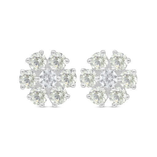 [EAR01CIT00000D356] Sterling Silver 925 Earring Rhodium Plated Embedded With Yellow Diamond 