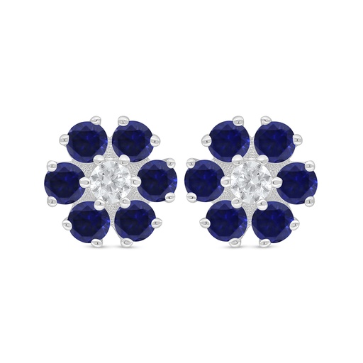 [EAR01SAP00000D356] Sterling Silver 925 Earring Rhodium Plated Embedded With Sapphire Corundum 