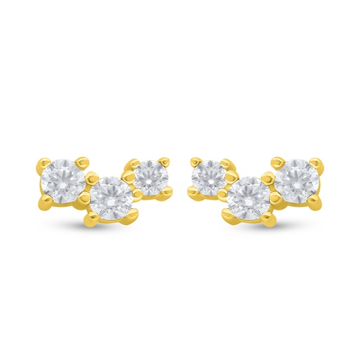 [EAR02WCZ00000D359] Sterling Silver 925 Earring Golden Plated Embedded With White Zircon