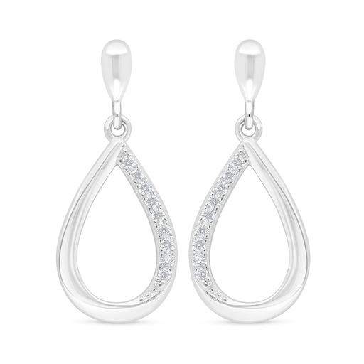 [EAR01WCZ00000D361] Sterling Silver 925 Earring Rhodium Plated Embedded With White Zircon
