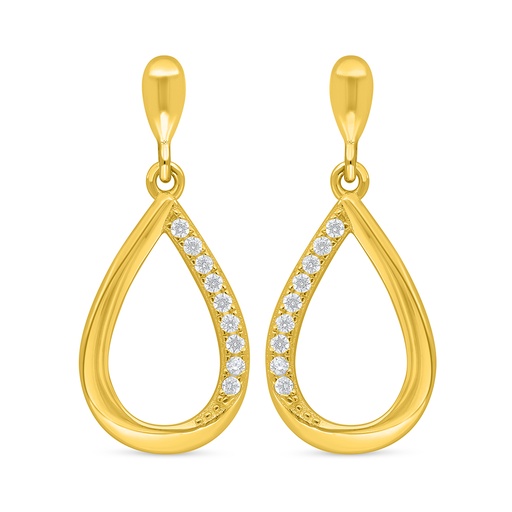 [EAR02WCZ00000D361] Sterling Silver 925 Earring Golden Plated Embedded With White Zircon
