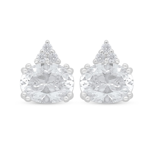 [EAR01WCZ00000D362] Sterling Silver 925 Earring Rhodium Plated Embedded With White Zircon