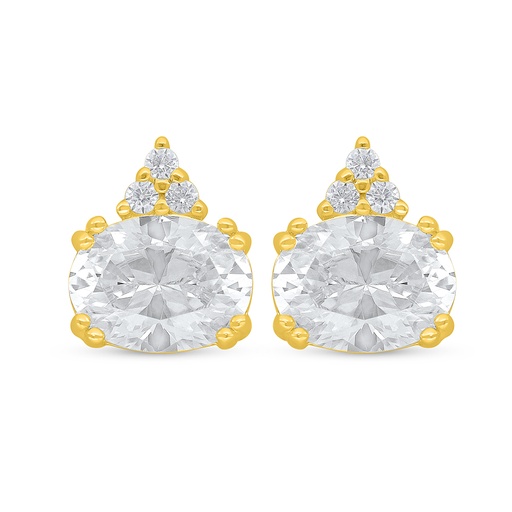 [EAR02WCZ00000D362] Sterling Silver 925 Earring Golden Plated Embedded With White Zircon