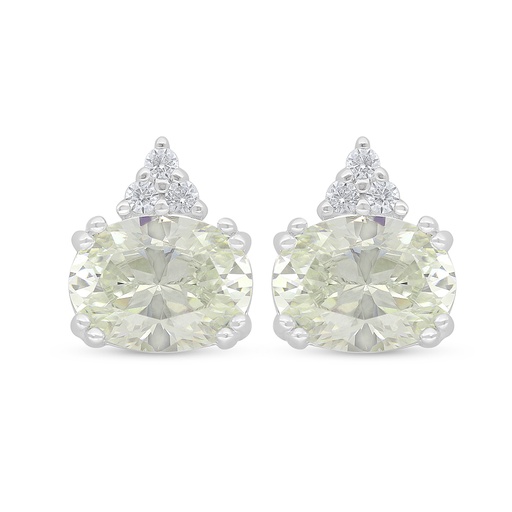 [EAR01CIT00WCZD362] Sterling Silver 925 Earring Rhodium Plated Embedded With Yellow Diamond And White Zircon