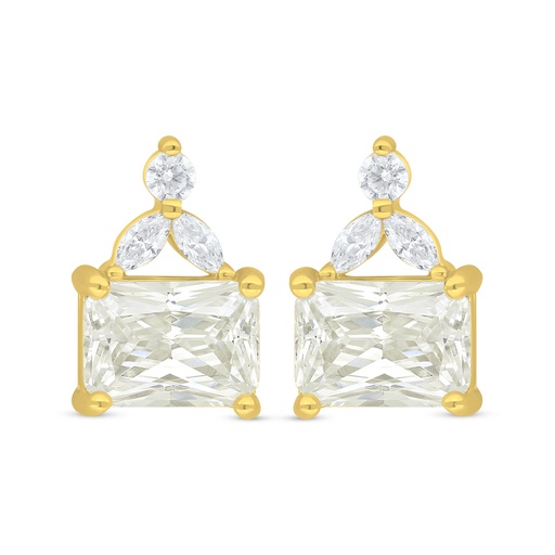 [EAR02WCZ00000D363] Sterling Silver 925 Earring Golden Plated Embedded With White Zircon