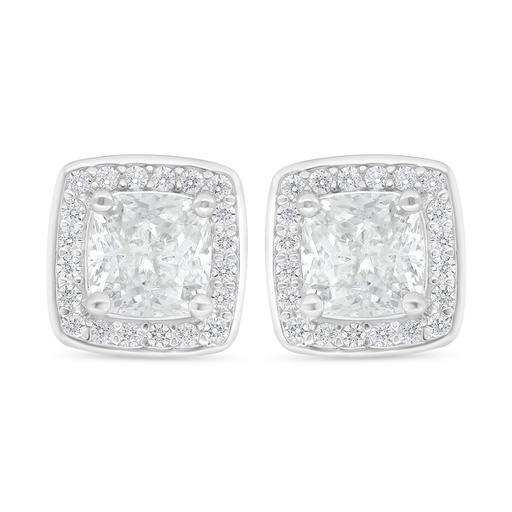 [EAR01WCZ00000D364] Sterling Silver 925 Earring Rhodium Plated Embedded With White Zircon