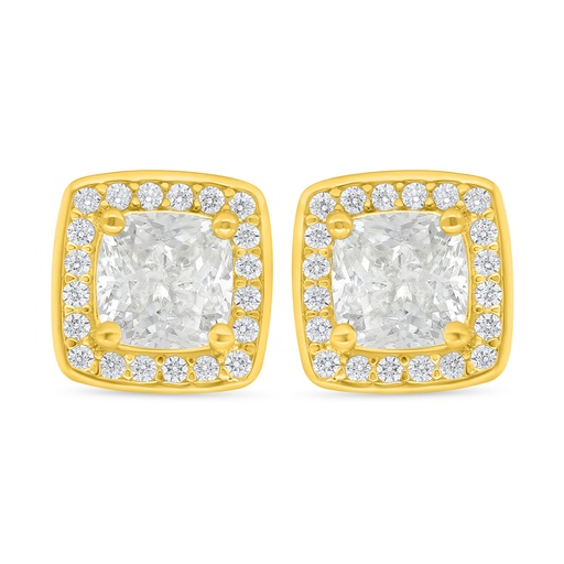 [EAR02WCZ00000D364] Sterling Silver 925 Earring Golden Plated Embedded With White Zircon