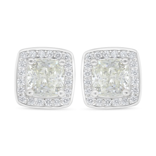 [EAR01CIT00WCZD364] Sterling Silver 925 Earring Rhodium Plated Embedded With Yellow Diamond And White Zircon