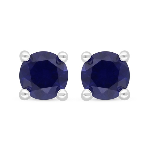[EAR01SAP00000D365] Sterling Silver 925 Earring Rhodium Plated Embedded With Sapphire Corundum 