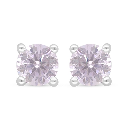 [EAR01PIK00000D365] Sterling Silver 925 Earring Rhodium Plated Embedded With Pink Zircon 