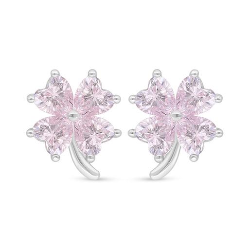 [EAR01PIK00000D367] Sterling Silver 925 Earring Rhodium Plated Embedded With Pink Zircon 