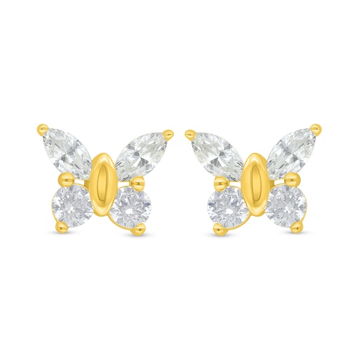 [EAR02CIT00WCZD368] Sterling Silver 925 Earring Golden Plated Embedded With Yellow Diamond And White Zircon