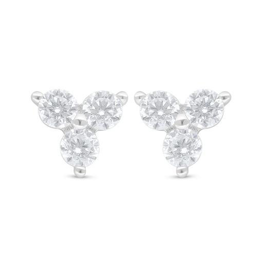 [EAR01WCZ00000D369] Sterling Silver 925 Earring Rhodium Plated Embedded With White Zircon