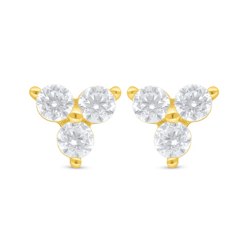 [EAR02WCZ00000D369] Sterling Silver 925 Earring Golden Plated Embedded With White Zircon