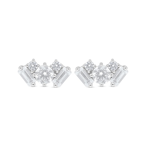 [EAR01WCZ00000D371] Sterling Silver 925 Earring Rhodium Plated Embedded With White Zircon