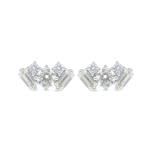 [EAR01CIT00WCZD371] Sterling Silver 925 Earring Rhodium Plated Embedded With Yellow Diamond And White Zircon