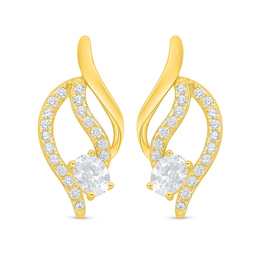 [EAR02WCZ00000D374] Sterling Silver 925 Earring Golden Plated Embedded With White Zircon
