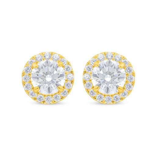 [EAR02WCZ00000D439] Sterling Silver 925 Earring Golden Plated Embedded With White Zircon