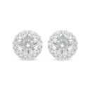 Sterling Silver 925 Earring Rhodium Plated Embedded With Yellow Diamond And White Zircon